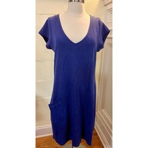 Horny Toad‎ Women's Blue Cotton Blend Short Sleeve V-Neck Shirt Dress Size Large